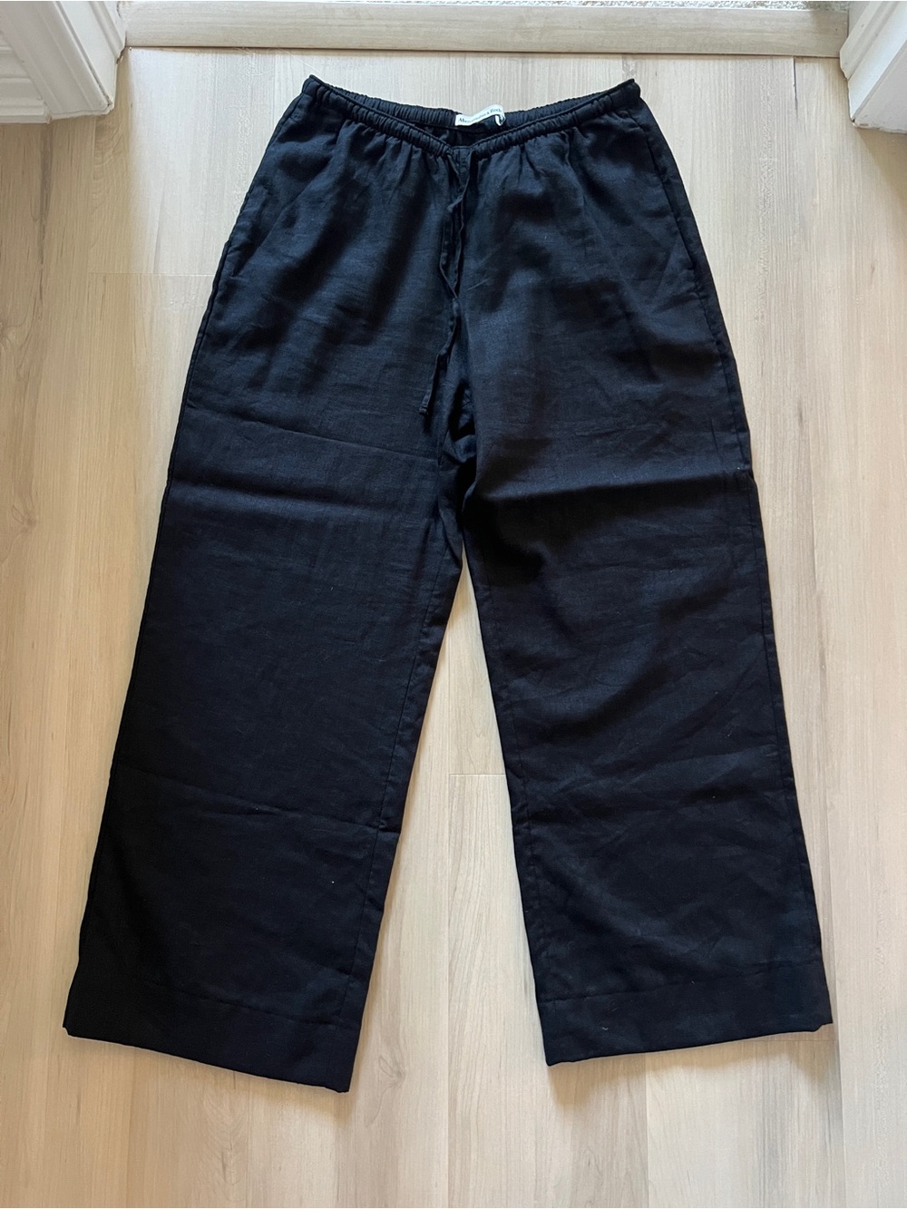 Abercrombie & Fitch Black Wide-Leg Linen Pants